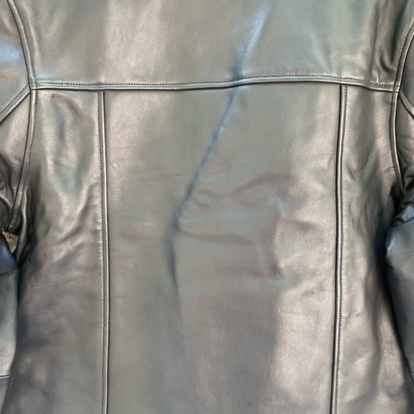 1050 Ted Baker Carve Black 100% Leather Jacket SIZE 4 US 40 Luxury Designer L XL - Picture 4 of 8